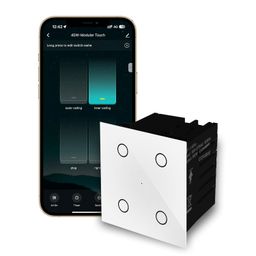 CONBRE SW4 Wi-Fi Smart Modular 4 Gang Touch Switch for Home automation, Energy Monitoring, remote control | Suitable for fan, light & 10A socket | Works with Alexa, google Assistance & Siri (White) image 1