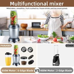Panana Smoothie Blender 850W Portable Personal Blender and Combination Grinder for Smoothies and Smoothies, 2 Cups and 20oz Lids, for Juices, Frozen Drinks, Sauces image 5