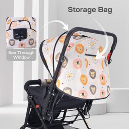 Little Pumpkin by R for Rabbit Kiddie Kingdom Baby Stroller Pram with 3 Position Recline, Adjustable Backrest, 360° Swivel Wheel, Storage Basket, Reversible Handle for Kids 0 to 3 Years (Black Safari) image 4