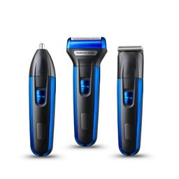 Concepta Professionals Design 3 In 1 Perfect Men Shaver Hair Clipper And Nose Trimmer Rechargeable Beard And Moustaches Hair Machine And Trimming With Cord Without Cordless Use (Black & Blue) image 1