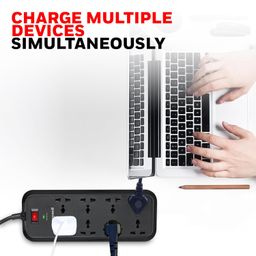 Honeywell Surge Protector, 8 Universal Sockets,20000Amp, 2 Meter Cord, Device Secure Warranty,Automatic Overload Protection,Spike Guard/Extension Board,Master Switch,3Year Manufacturer Warranty image 4