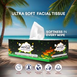 MISTIQUE 2 Ply Facial Tissue Paper - 100 Pulls (200 Sheets) | Car Tissue | Soft and Highly Absorbent Tissue Paper | Sheet Size (17 * 20 cm) (Pack of 1) image 3