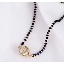 jfl Jewellery for Less Gold Plated American Diamond Studded Single Ball Pendant Short Chain Mangalsutra image 3