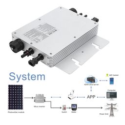 600W Solar Grid Tie Micro Inverter, IP65 Waterproof WiFi Control Self Cooling MPPT Stackable Pure Sine Wave DC22‑60V Input 85-160VAC /180-280VAC Output, Automatic Identification Power(230V) image 5