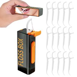 gozaqe Dental Floss Storage Box with 50 pcs Tooth Cleaning Floss Portable Flosser Storage Case Refillable Holder Boxes for Teeth Cleaning with Mirror(Black) image 1