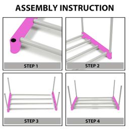 lotspek 4 Layer Bookshelf for Home Library, Book Stand| Book Rack for Study Room| Book Stand Shelf 4 Layer Metal Rack (4 Shelf, Pink) image 5