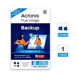Acronis True Image - Essentials (5 PC/Mac | 1 Year) | Data Backup, Data Recovery, Disk Cloning, Anti-Ransomware | Email Delivery in 2 hours- No CD image 1