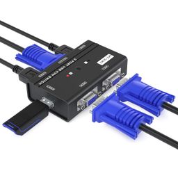 MT-ViKI USB VGA KVM Switch 2 Ports w/Cables, 260KL Switcher Selector for PC Computers USB/wirless Keyboard Mouse image 1