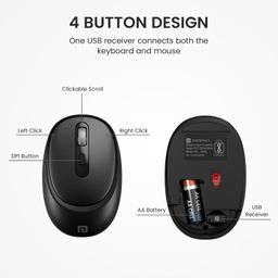 Portronics Key7 Combo Wireless Keyboard & Mouse Set with Copilot AI, 2.4 GHz USB Receiver, 10m Range, 12 Shortcut Keys, Adjustable DPI (Up to 1600), 10M Key Life for PC, Laptop, Mac(Grey+Orange) image 4