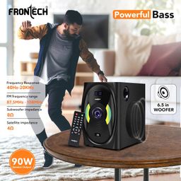 FRONTECH SW-0153-4.1 Channel Speaker System | Bluetooth 5.0-90W Output, USB|BT|FM Support|LED Display, Black image 3