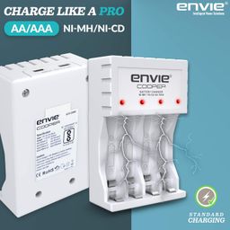envie ENVIE® (ECR 20 MC+4xAA1000) Standard Rechargeable Battery Charger for AA & AAA Ni-mh/Ni-Cd, LED Indicator, 600MA Output Current, with 4xAA1000 Rechargeable Batteries image 4