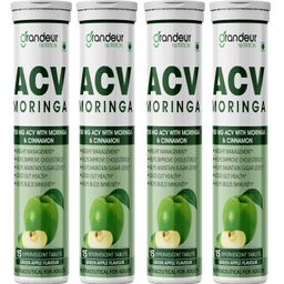 Grandeur Plant Based ACV Moringa, 60 Apple Cider Vinegar Tablets For Weight Management 750mg, With Cinnamon | Controls Cravings | No Added Sugar | Natural Energy Booster | Healthy Gut | Green Apple image 1