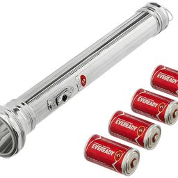 Eveready Jeevansathi DL65 | 3W Torch with Retro & Classic Touch | Powered by 4xD Battery | Super Bright White LED | 20000 Lux Output | 3.5 km Radius | Flasher Function | Durable Brass Body | Silver image 4