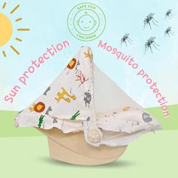 AVANI METROBUZZ 5-in-1 Baby Carry Cot and Rocker, Adjustable Handle, Safety Belt, Large Canopy, Cream with Mosquito Net image 2