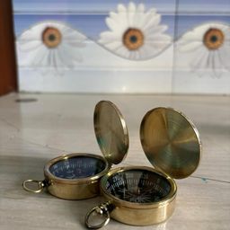 generic Brass Pocket Compass with A Loop for Chain, Direction Compass, Best for Hiking & Other Outdoor Pack of 2 image 3
