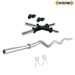 Kore PVC 16 kg Home Gym Set with One 3 ft Curl Rod and One Pair Dumbbell Rods image 5