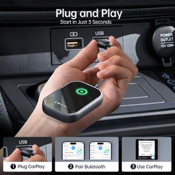 (2023 New) Yilutong Wireless CarPlay Adapter for iPhone, Converts Wired to Wireless CarPlay Dongle 2024 Upgrade Zero Latency Plug & Play fit for Cars from 2017 & iOS 10+ Steel Gray image 3
