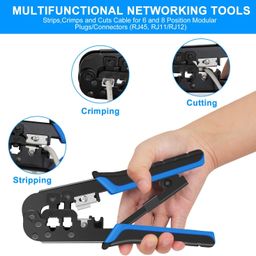 COOLCOLD Crimping Tool RJ45, Tools kit, Ethernet Crimp Set, RJ-11, 6P/RJ-12, 8P/RJ-45 Crimp, Cut and Strip with 50PCS rj45 Connectors, 50pc Boots,1 Lan Tester, 1 Wire Stripper and 1 Krone Tool image 2