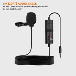 amazon basics Metal Condenser Microphone with 6m Cable | Compatible with Smartphones, Cameras, PCs, and Laptops | Built-in Noise Reduction (Black) image 4