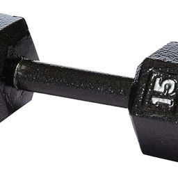 amazon basics Quality Solid Cast-Iron Construction Fixed Dumbbell, 15-Pound (6.8 KGS) Black image 1