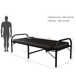 Honey Touch Metal Folding Bed Single Size with Double Layer Mattress (Double Layer Foam, 3ft x 6ft, Black) image 2