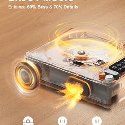 CD Player Portable, TAGBUIO Portable CD Player for Home, 2.4-inch LCD Screen Display with Rechargeable Battery, USB Bluetooth 5.1 AUX Output with Stereo Speakers, Vintage Design for Holiday Present image 2