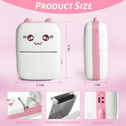ROMINO Mini Portable Thermal Pocket Printer, Inkless Wireless Bluetooth Label Small Paper Photo Mobile Printer Machine for Students, Home - for Printing Picture Memo Barcode Labels (Multi) image 2