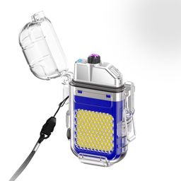Geni Electric USB Rechargeable Plasma Lighter with Dual Arc | Waterproof Cool Lighter with 3-Mode COB Flashlight, Transparent Shell & Pocket Clip | Windproof, Flameless EDC (Multicolor) image 1