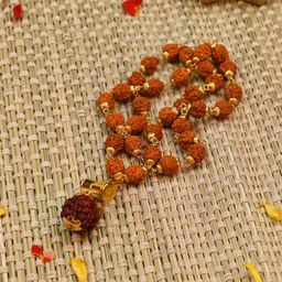 ServDharm Rudraksha Mala with Shiv Trishul & Damru Pendant image 2
