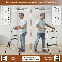 EASYCARE 5-Level Adjustable Height Step Walker | Lightweight & Foldable Aluminum Walker | Safe & Stable Support for Elderly, Dual Reciprocal Mode, Stand Assist, Sturdy Frame for Rising Aid image 5