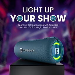 Portronics Resound 2 15W HD Sound Portable Wireless Bluetooth Speaker, in-Built Mic, RGB Lights, TWS Connectivity, Bluetooth v5.3, IPX5 Water Resistant, Type C Charging Port(Blue) image 2