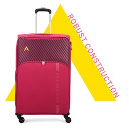 aristocrat Striker Set of 2 Cabin & Large Size (Check in) Soft Luggage (59 cm & 79 cm) | Spacious Polyester Trolley with 4 Spinner Wheels and Combination Lock | Dazzling Maroon | Unisex image 2
