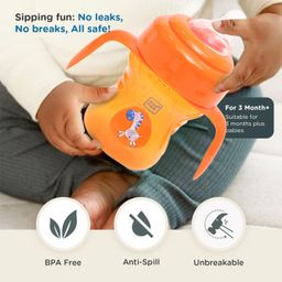 Mee Mee 2 in 1 Convertible Soft Spout & Straw Sipper Cup | Anti Spill, BPA-Free & Non-Toxic | Easy to Hold Detachable Handle | Unbreakable, Anti Leak Lock Bottle with Cap for Kids | 150 ml (Orange) image 4