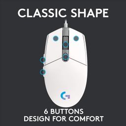 logitech g Logitech G102 Light Sync Gaming Wired Mouse with Customizable RGB Lighting, 6 Programmable Buttons, Gaming Grade Sensor, 8K DPI Tracking,16.8mn Color, Light Weight - White image 4