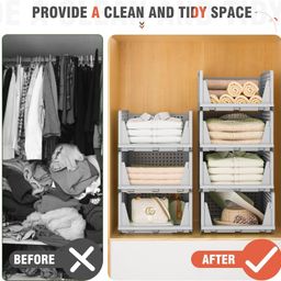 VERAT Plastic Foldable & Stackable Organizers Rack | Drawer, Shelf Storage Container for Home Wardrobe & Cupboard (6 pcs) image 4
