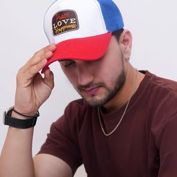 droop Unisex Trucker Cap for Men & Women | Half Mesh Cotton Twill Cap with Adjustable Grommet Strap | Peace Love Happiness Design | Stylish & Comfortable Sports Cap, Perfectly Designed | Universal Fit image 3