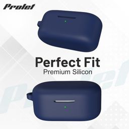 Prolet Earphone Case Cover Compatible for OnePlus Nord Buds 2R, Soft Silicone Skin Case Cover Shock-Absorbing Protective Case with Keychain [Front LED Visible]-Blue image 4