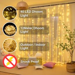 niyamax LED String Lights - 12 Meter Fairy Lights with Full View Light 42 LED Bulb - Waterproof & Flexible Copper LED Serial String Lights (Warm White) image 4