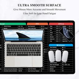 Seagull flight of fashion Large Extended Mouse Pad XXL with Non-Slip Rubber Base, Stitched Edge Mouse Mat for Laptop, Computer & Desk - 80 x 30 x 0.3 cm - Shortcut Keys Design image 3