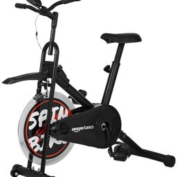 amazon basics Fusion Pro Spin Fitness Bike With Adjustable Cusioned Seat, 7 Kg Flywheel, Lcd Screen, Max User Weight 100 Kg, Multicolor image 1