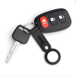 foso FOSO(™) Silicone Loop Case for Apple Airtag - Key Finder Secure Holder with Buckle Protector Skin Cover with Long Strap for Apple Bluetooth Item Tracker Soft Keychain Locator Luggage Tag (Black) image 2