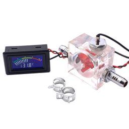 LYLA Thermometer Cooler Tools With 2 Clamps Universal Flow Meter Led For Computer Pointer Type Red image 2