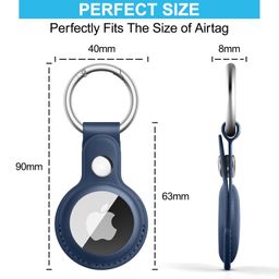 Tobfit AirTag Case for Apple AirTag (AirTag Not Included), AirTag Keychain with Key Ring, AirTags Holder, Leather Anti-Scratch Protective Cover for Apple AirTag Case (Navy Blue) image 2