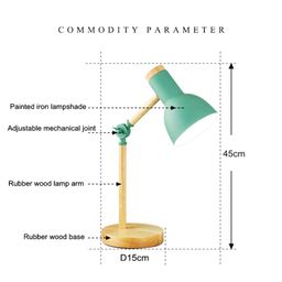 ATORSE® Stylish Wooden Iron Led Multi-Joint Reading Table Lamp Task Light Flexible Green 3W image 3