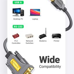 Ugreen USB to RS232 DB9 Serial Male Converter Adapter Cable with FTDI Chipset Gold Plated Driverless for Win8.1 8 Compatible with 8 7 Vista XP 2000 and Mac OS X 10.6 and Above 3ft 1m PL2303 10ft image 2