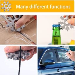 Eopzo Iron 18-In-1 Snowflake Keychain, Bottle Opener, Portable Hex Wrench, Multi Hand Tool Flat Screwdriver Kit/Wrench? (Silver)? image 5