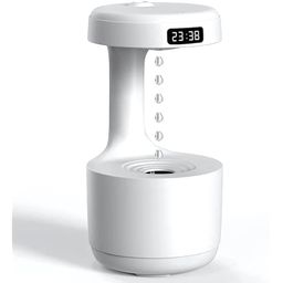DRUMSTONE (𝐖𝐢𝐧𝐭𝐞𝐫 𝐎𝐟𝐟𝐞𝐫 𝟏𝟕 𝐘𝐞𝐚𝐫 𝐖𝐚𝐫𝐫𝐚𝐧𝐭𝐲) Anti-Gravity Cool Mist Humidifier – 800ml Desktop Humidifier with Water Drop Design Silent Operation LED Clock Display image 1