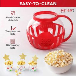 el syco Micro-Pop Microwave Popcorn Popper with Temperature Safe Glass, 3-in-1 Lid for Measuring Kernels and Melting Butter, Made Without BPA, Dishwasher Safe image 4