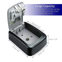 vix store Key Storage Lock Box, Key Lock Box, Wall Mount 4-Digit Combination Key Safe Lock Box, for Outside House Key Car Keys, Resettable Code Weatherproof Indoor Outdoor (R Silver) image 2