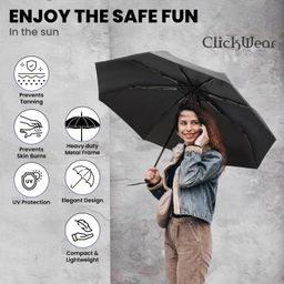 clickwear Automatic Open Travel Umbrella - Wind Vent, Big Size for Men & Women, Windproof With UV Protection Useful in Rain image 3